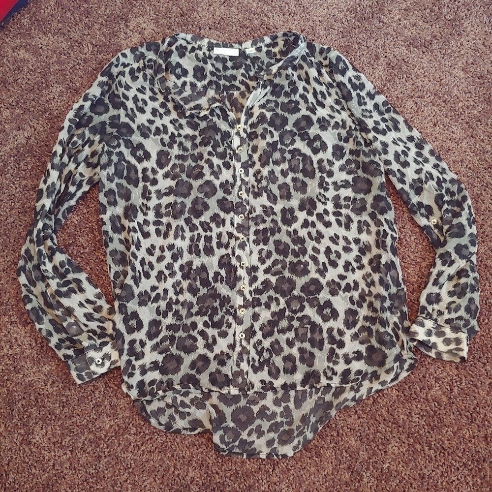New York&co semi sheer black&gray blouse